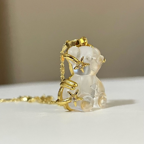 Resin Starry Teddy Bear Pendant Necklace - Picture 7 of 9